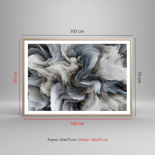 Plagát v ráme zo svetlého duba - Kameň a kvet - 100x70 cm