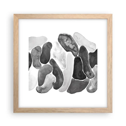 Plagát v ráme zo svetlého duba - Kamenistá abstrakcia - 30x30 cm