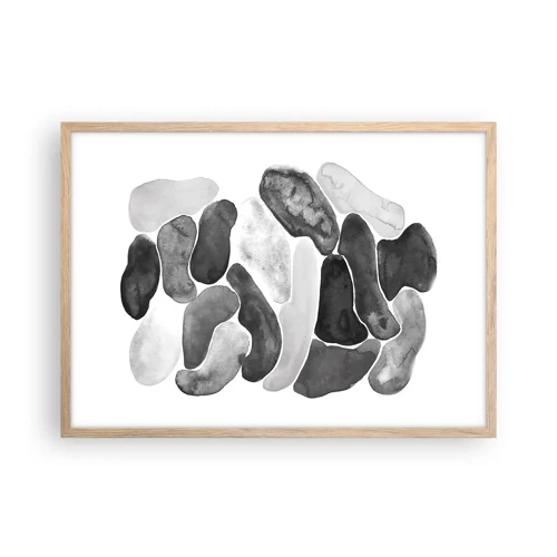 Plagát v ráme zo svetlého duba - Kamenistá abstrakcia - 70x50 cm