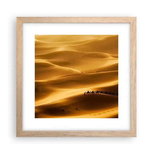 Plagát v ráme zo svetlého duba - Karavána na vlnách púšte - 30x30 cm