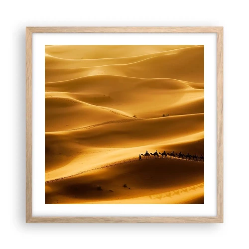 Plagát v ráme zo svetlého duba - Karavána na vlnách púšte - 50x50 cm