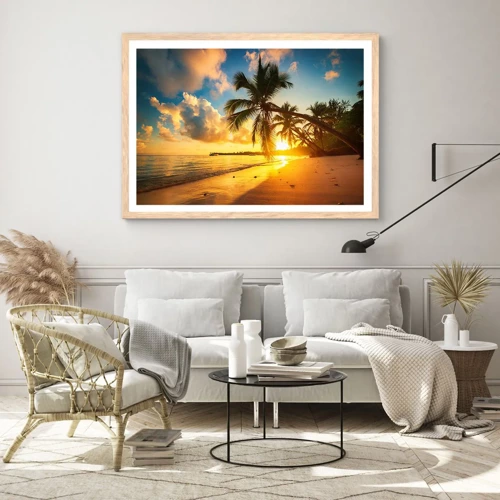 Plagát v ráme zo svetlého duba - Karibský sen - 50x40 cm