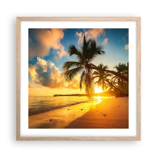 Plagát v ráme zo svetlého duba - Karibský sen - 50x50 cm