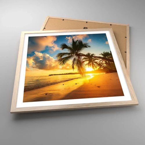 Plagát v ráme zo svetlého duba - Karibský sen - 50x50 cm