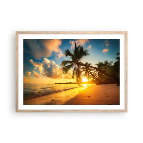 Plagát v ráme zo svetlého duba - Karibský sen - 70x50 cm