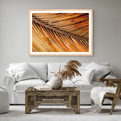 Plagát v ráme zo svetlého duba - Kokosové zlato - 100x70 cm