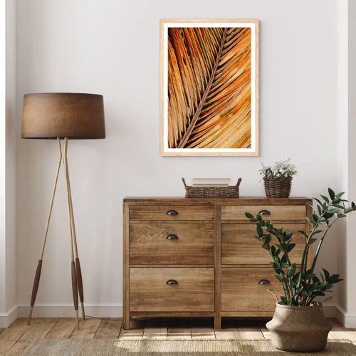 Plagát v ráme zo svetlého duba - Kokosové zlato - 61x91 cm