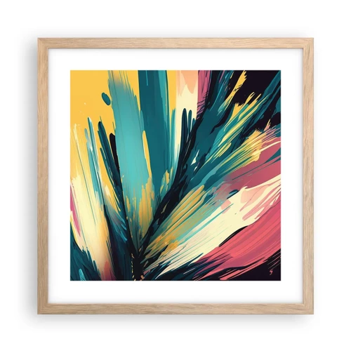 Plagát v ráme zo svetlého duba - Kompozícia – explózia radosti - 40x40 cm