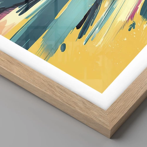 Plagát v ráme zo svetlého duba - Kompozícia – explózia radosti - 50x40 cm