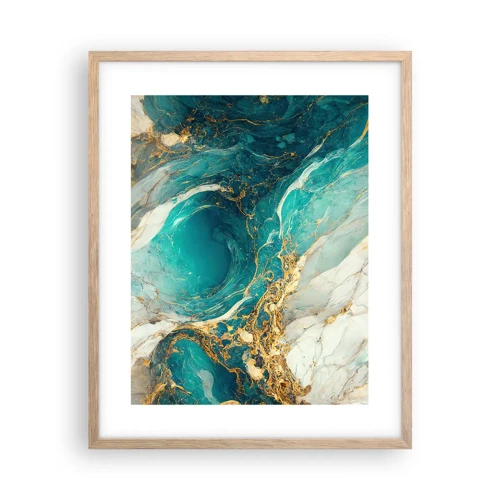 Plagát v ráme zo svetlého duba - Kompozícia so zlatými žilami - 40x50 cm