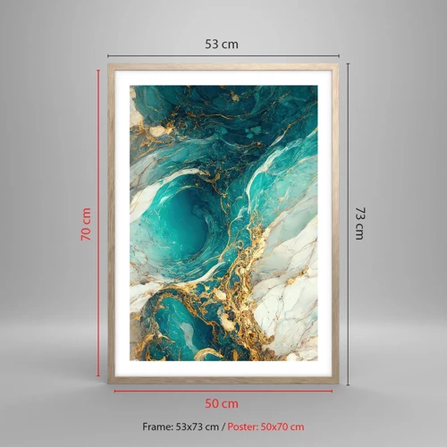 Plagát v ráme zo svetlého duba - Kompozícia so zlatými žilami - 50x70 cm