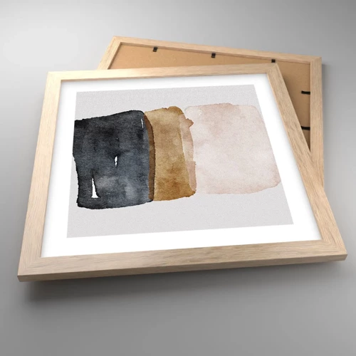 Plagát v ráme zo svetlého duba - Kompozícia zemitých farieb - 30x30 cm