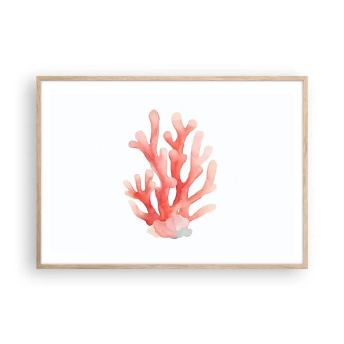Plagát v ráme zo svetlého duba - Koralový koral - 100x70 cm