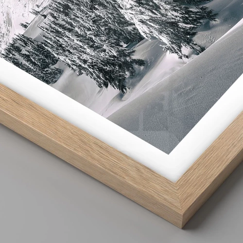 Plagát v ráme zo svetlého duba - Krajina snehu a ľadu - 50x40 cm