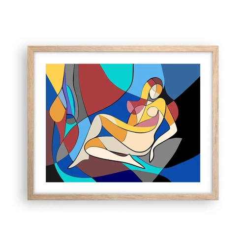 Plagát v ráme zo svetlého duba - Kubistický akt - 50x40 cm