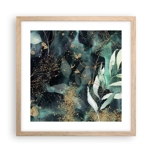 Plagát v ráme zo svetlého duba - Kúzelná záhrada - 40x40 cm