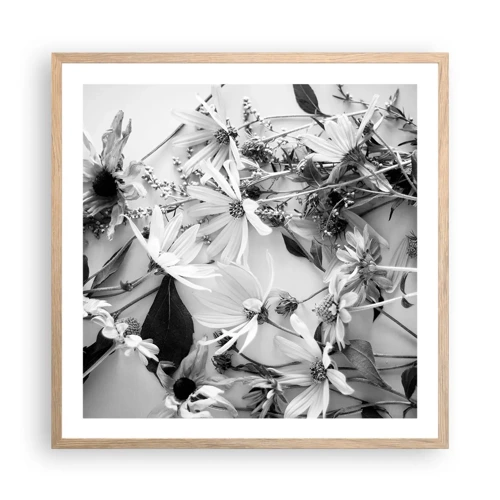 Plagát v ráme zo svetlého duba - Kvety bez kytice - 60x60 cm
