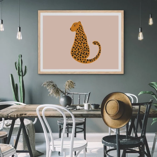 Plagát v ráme zo svetlého duba - Leopardný vzor je v móde - 70x50 cm