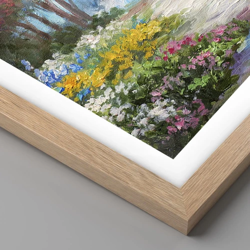 Plagát v ráme zo svetlého duba - Lesná záhrada, kvetinový les - 30x40 cm