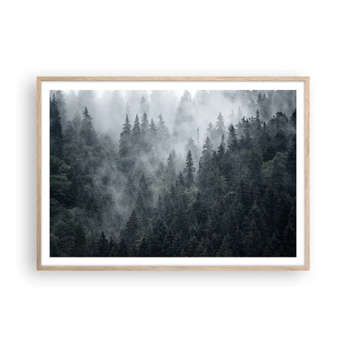 Plagát v ráme zo svetlého duba - Lesné svitania - 100x70 cm