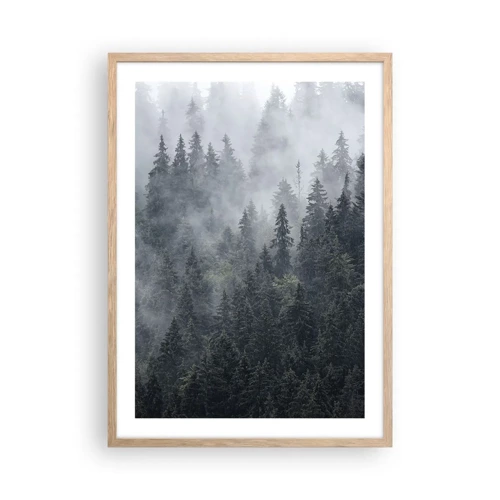 Plagát v ráme zo svetlého duba - Lesné svitania - 50x70 cm