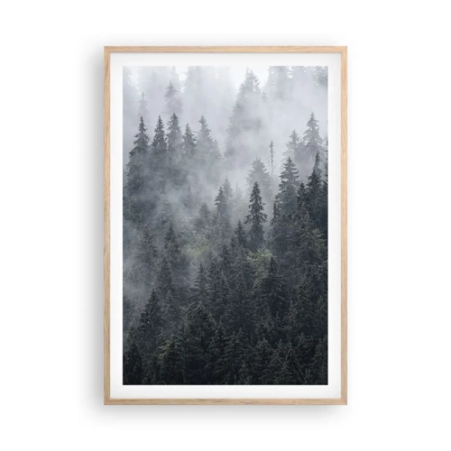 Plagát v ráme zo svetlého duba - Lesné svitania - 61x91 cm