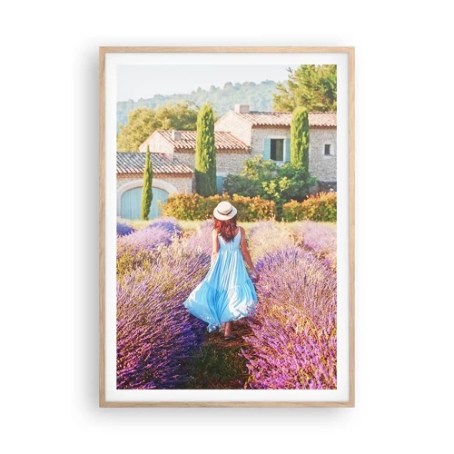 Plagát v ráme zo svetlého duba - Levanduľové dievča - 70x100 cm