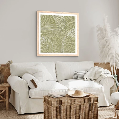Plagát v ráme zo svetlého duba - Majstrovská abstrakcia v bielej - 30x30 cm