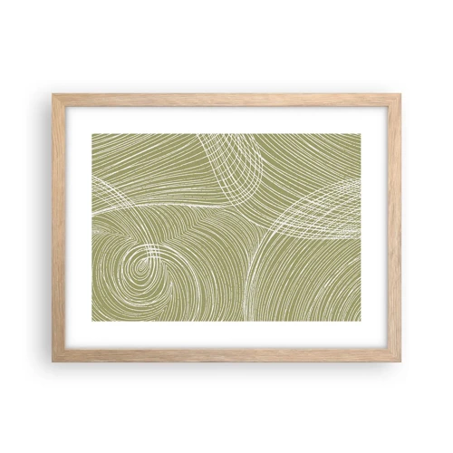 Plagát v ráme zo svetlého duba - Majstrovská abstrakcia v bielej - 40x30 cm