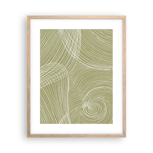 Plagát v ráme zo svetlého duba - Majstrovská abstrakcia v bielej - 40x50 cm