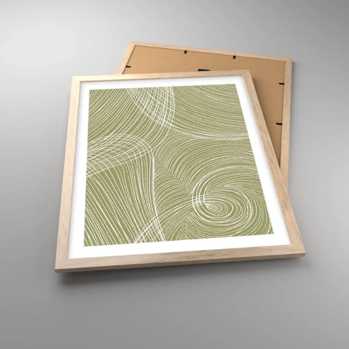 Plagát v ráme zo svetlého duba - Majstrovská abstrakcia v bielej - 40x50 cm