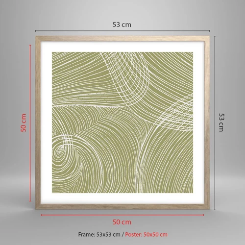 Plagát v ráme zo svetlého duba - Majstrovská abstrakcia v bielej - 50x50 cm
