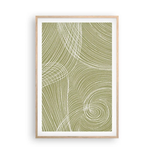Plagát v ráme zo svetlého duba - Majstrovská abstrakcia v bielej - 61x91 cm