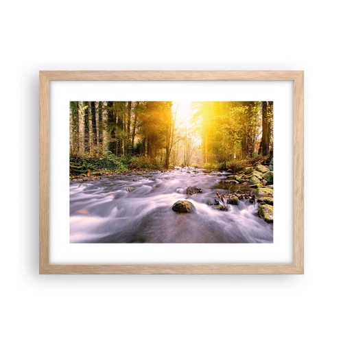 Plagát v ráme zo svetlého duba - Malachit v strieborno-zlatej podobe - 40x30 cm