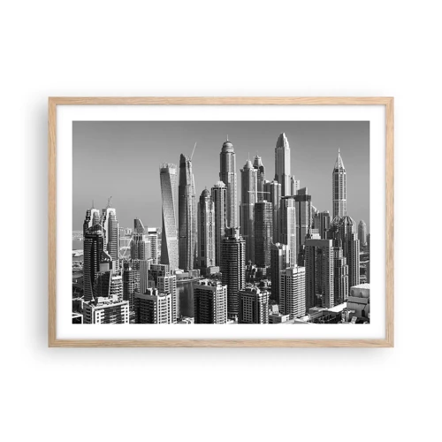 Plagát v ráme zo svetlého duba - Mesto nad púšťou - 70x50 cm