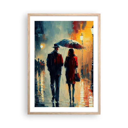 Plagát v ráme zo svetlého duba - Mestská love story - 50x70 cm