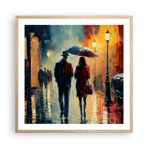 Plagát v ráme zo svetlého duba - Mestská love story - 60x60 cm