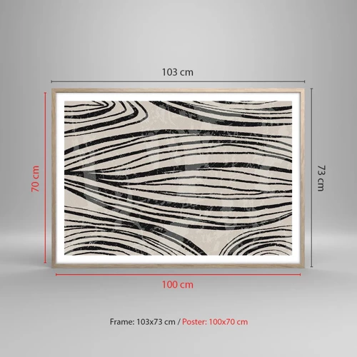Plagát v ráme zo svetlého duba - Močiar s líniami - 100x70 cm