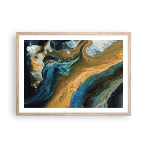 Plagát v ráme zo svetlého duba - Modrá – žltá – vzájomné vplyvy - 70x50 cm