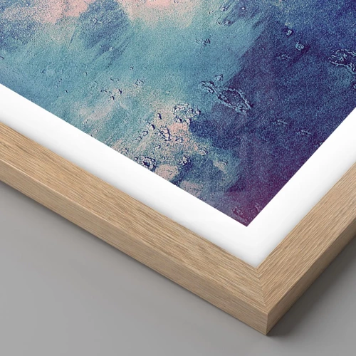 Plagát v ráme zo svetlého duba - Modré objatie - 91x61 cm