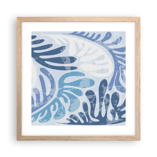 Plagát v ráme zo svetlého duba - Modré papradie - 40x40 cm