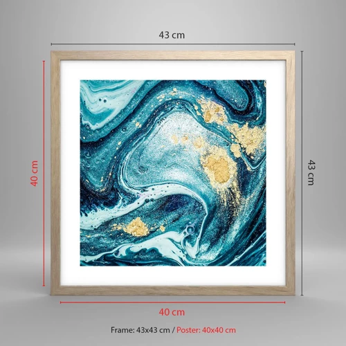 Plagát v ráme zo svetlého duba - Modrý vír - 40x40 cm