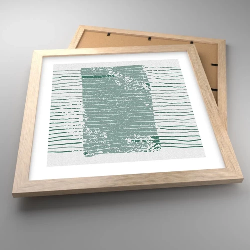 Plagát v ráme zo svetlého duba - Morská abstrakcia - 30x30 cm