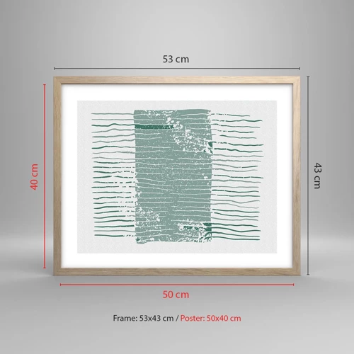 Plagát v ráme zo svetlého duba - Morská abstrakcia - 50x40 cm