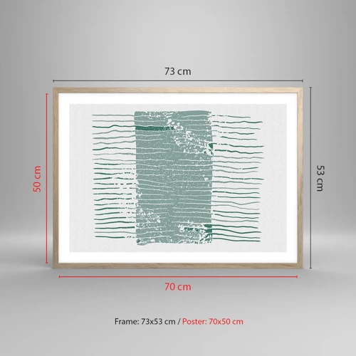 Plagát v ráme zo svetlého duba - Morská abstrakcia - 70x50 cm