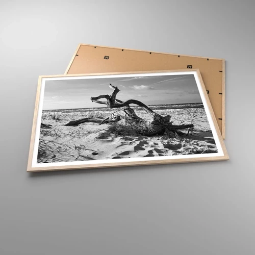 Plagát v ráme zo svetlého duba - Morská socha - 100x70 cm