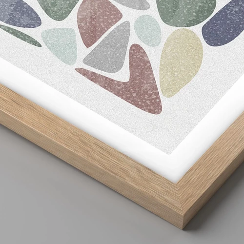 Plagát v ráme zo svetlého duba - Mozaika práškových farieb - 30x30 cm