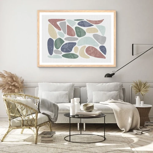 Plagát v ráme zo svetlého duba - Mozaika práškových farieb - 40x30 cm