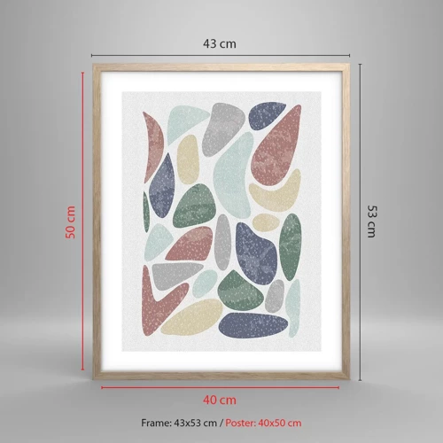 Plagát v ráme zo svetlého duba - Mozaika práškových farieb - 40x50 cm