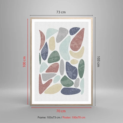 Plagát v ráme zo svetlého duba - Mozaika práškových farieb - 70x100 cm